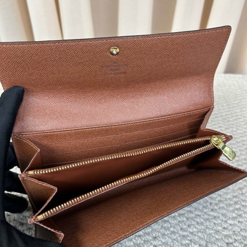 LV路易威登老花長款錢包 經典老花圖案 棕色內裡 金色按扣 卡位多 容量大 日常通勤、出門都很百搭-17