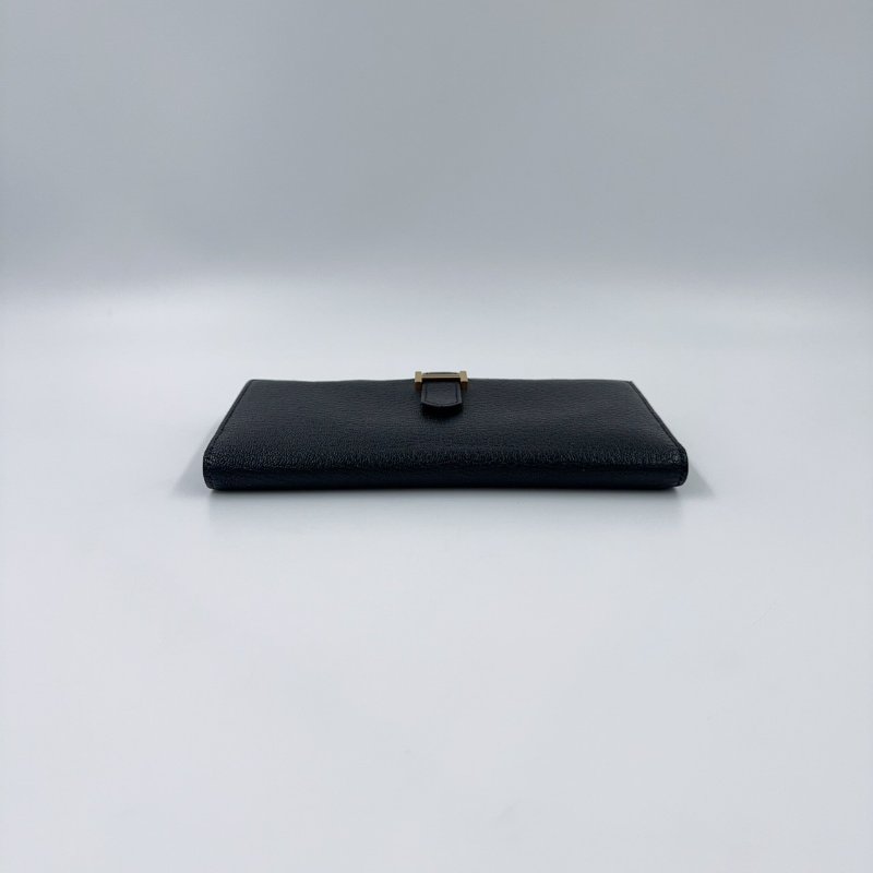 HERMES 89Noir黑色山羊皮Bearn金釦H長夾-3