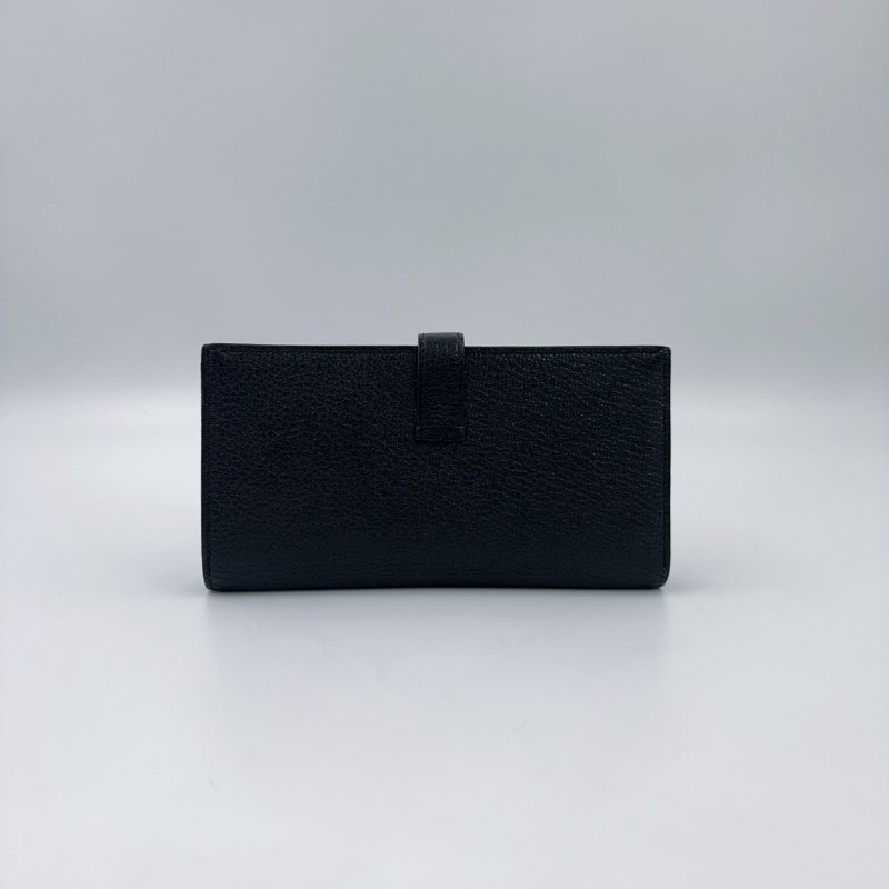 HERMES 89Noir黑色山羊皮Bearn金釦H長夾-4