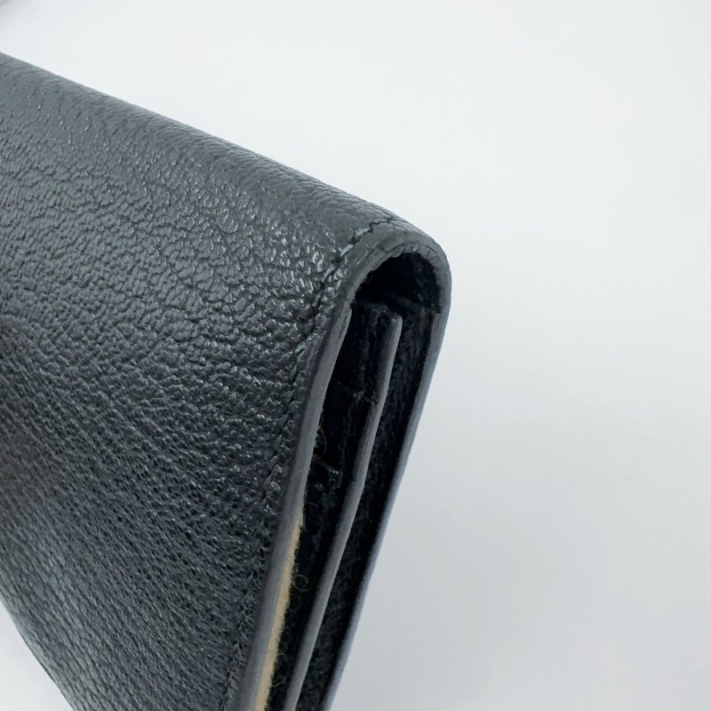 HERMES 89Noir黑色山羊皮Bearn金釦H長夾-10