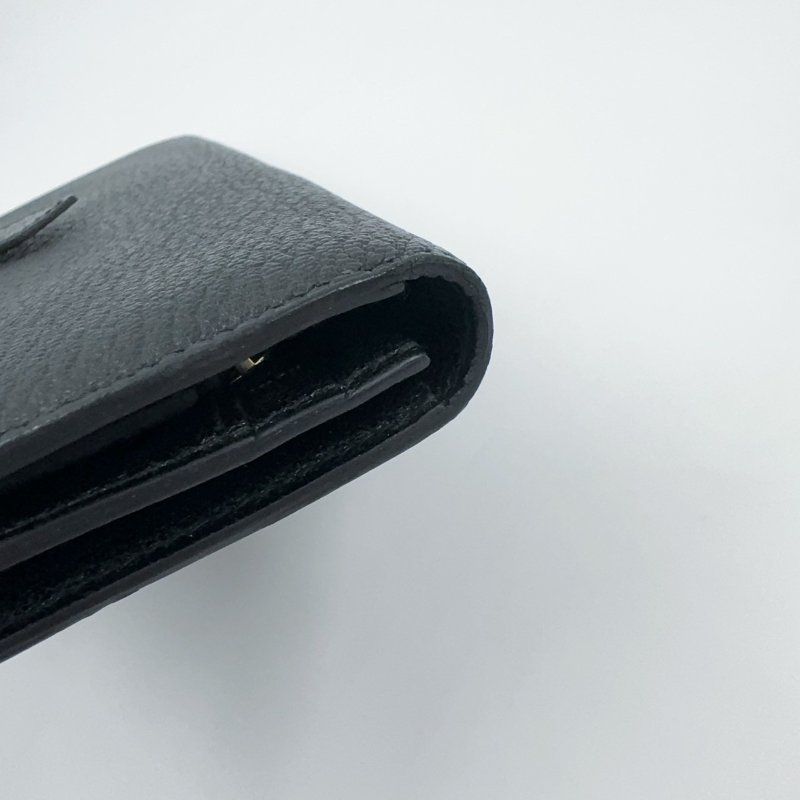 HERMES 89Noir黑色山羊皮Bearn金釦H長夾-11