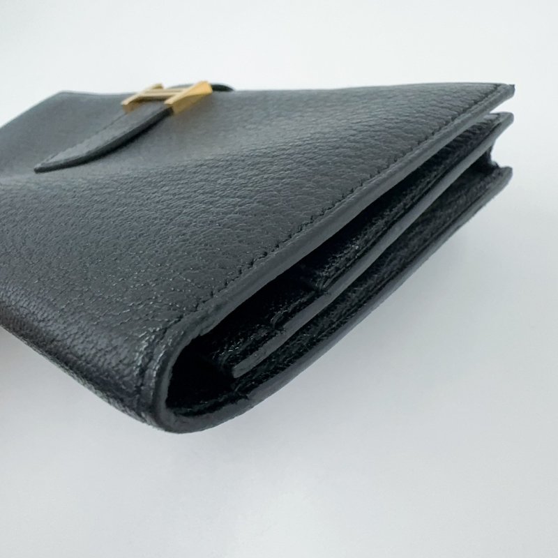 HERMES 89Noir黑色山羊皮Bearn金釦H長夾-12