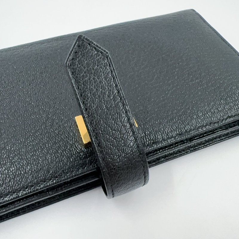 HERMES 89Noir黑色山羊皮Bearn金釦H長夾-13