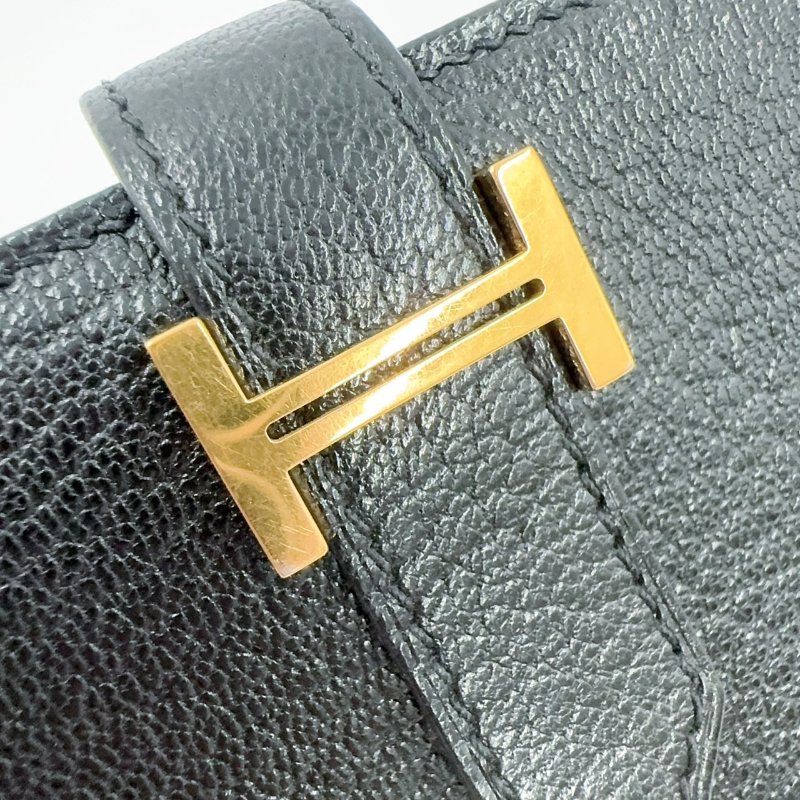 HERMES 89Noir黑色山羊皮Bearn金釦H長夾-14