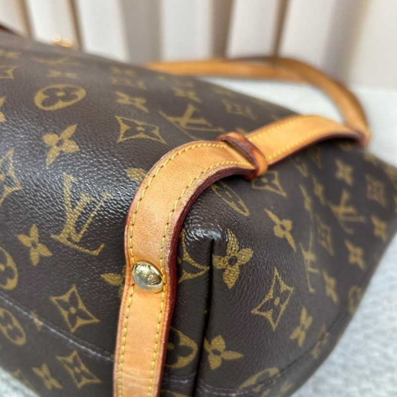 LV路易威登老花手提單肩包 經典老花 金色五金 拉鏈開合 容量大實用性強 日常通勤百搭-8
