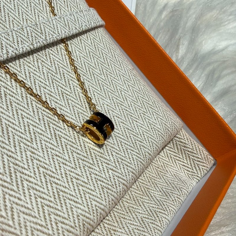 全新 愛馬仕 mini pop H 小H項鍊 黑金-2