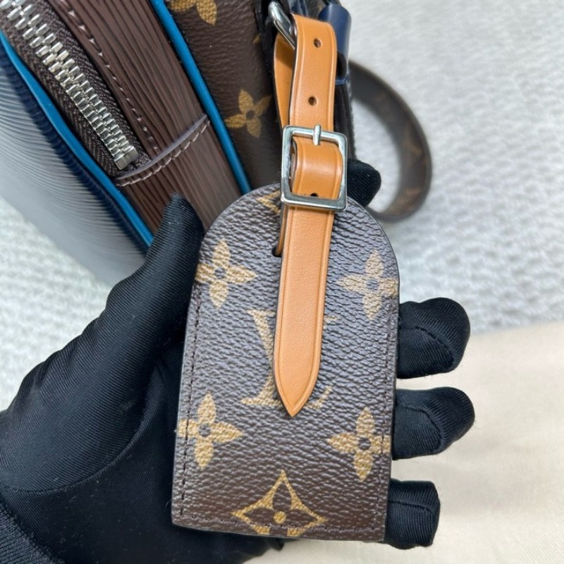 LV路易威登水波纹老花拼色郵差包 藍拼老花水波纹 可單肩可斜挎 雙拉鏈開合 容量大 日常通勤百搭實用-15