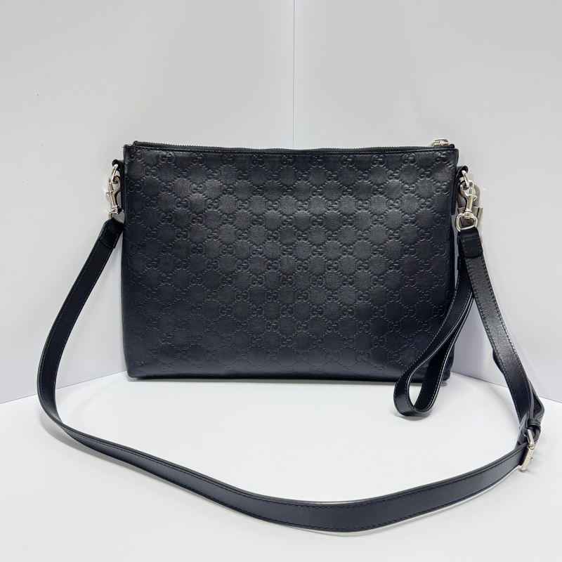 【超!級!新】 GUCCI 古馳黑老花 牛皮壓紋 斜背包 (專櫃98,000)-7