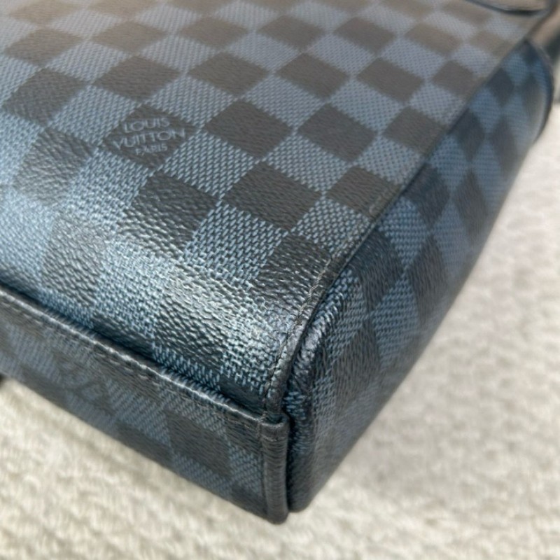 LV路易威登藍色棋盤格郵差包 藍色棋盤格拼黑色皮 銀色五金 可單肩可斜挎 容量實用 商務休閒都合適-8