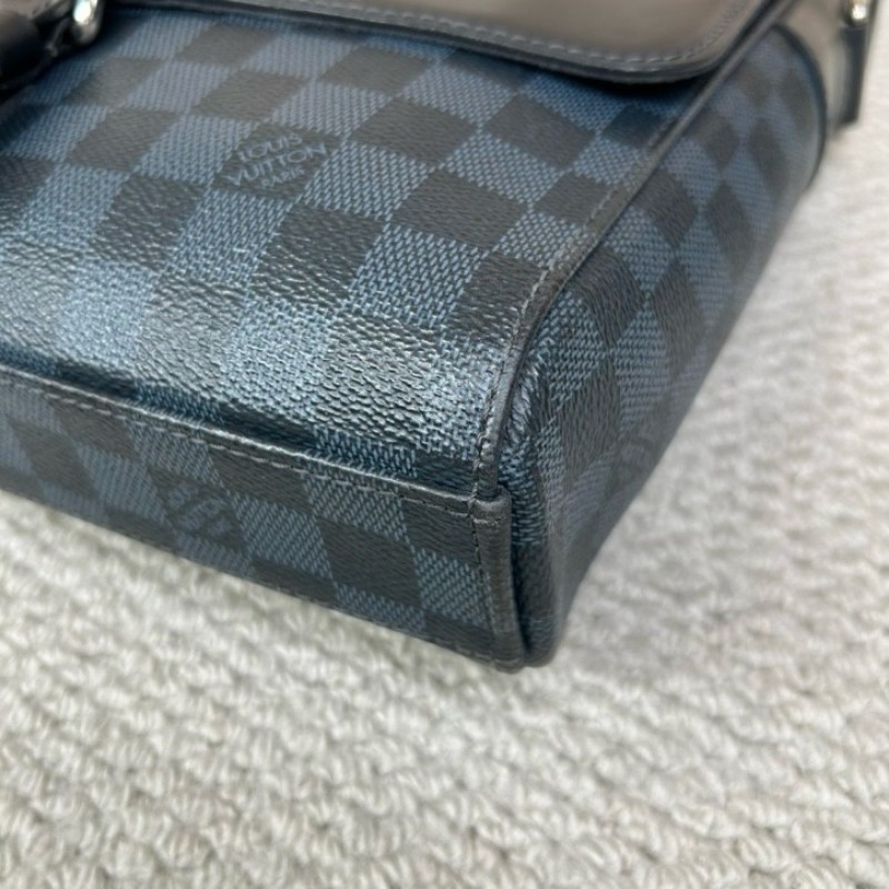 LV路易威登藍色棋盤格郵差包 藍色棋盤格拼黑色皮 銀色五金 可單肩可斜挎 容量實用 商務休閒都合適-10