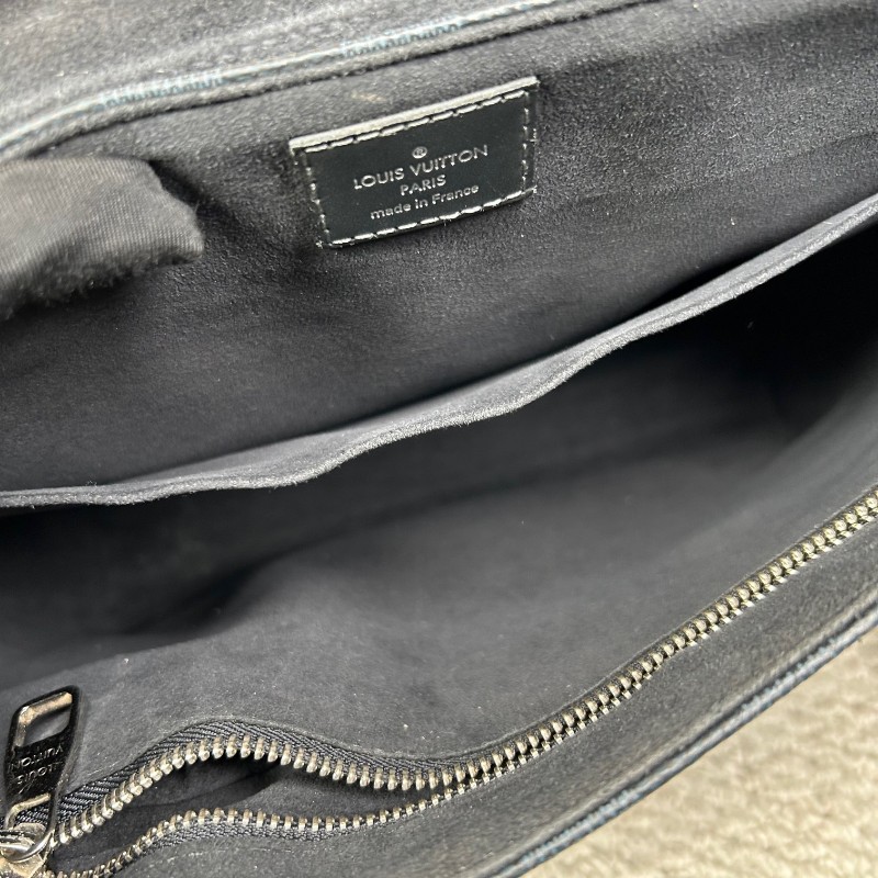 LV路易威登藍色棋盤格郵差包 藍色棋盤格拼黑色皮 銀色五金 可單肩可斜挎 容量實用 商務休閒都合適-12