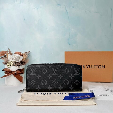 LV 全新黑灰帆布長夾