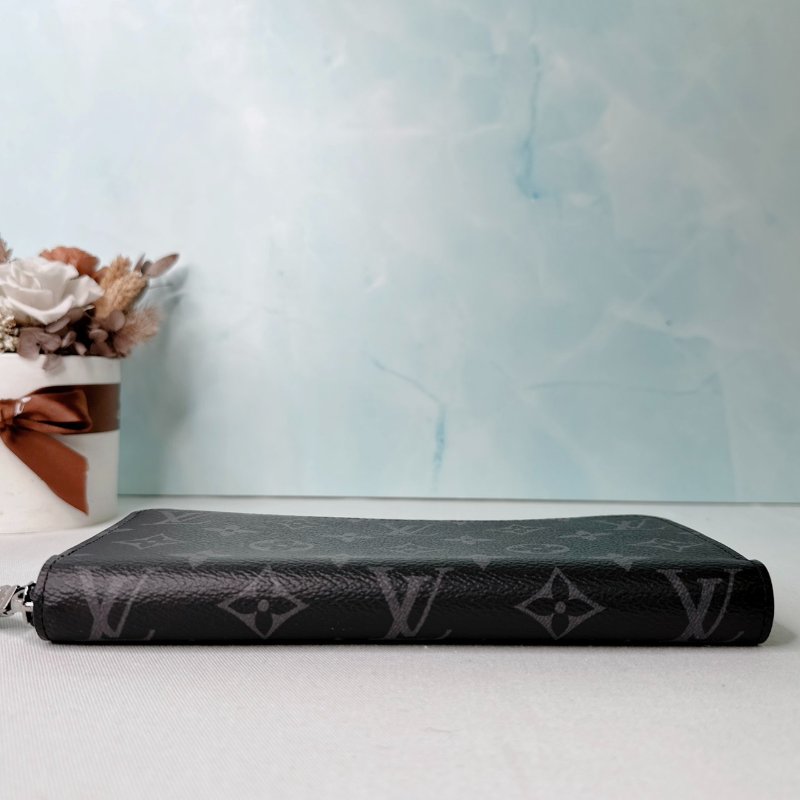 LV 全新黑灰帆布長夾-5