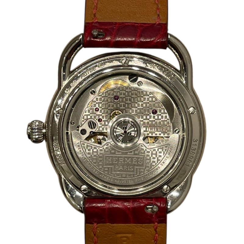 HERMES 愛馬仕 AR6A93 ARCEAU 水晶花鑽石 自動機械腕錶 K18WG 粉色-3