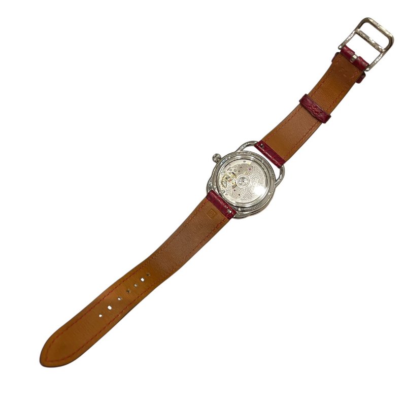 HERMES 愛馬仕 AR6A93 ARCEAU 水晶花鑽石 自動機械腕錶 K18WG 粉色-7