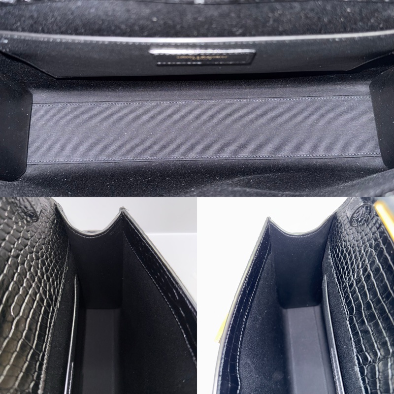 YSL 聖羅蘭 黑色MANHATTAN鱷魚壓紋肩背包 579271-5