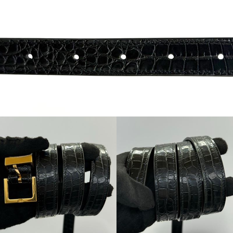 YSL 聖羅蘭 黑色MANHATTAN鱷魚壓紋肩背包 579271-6