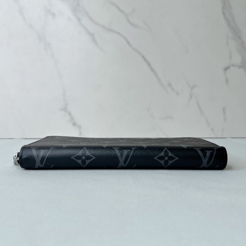 LV 全新黑灰拉鍊長夾-5