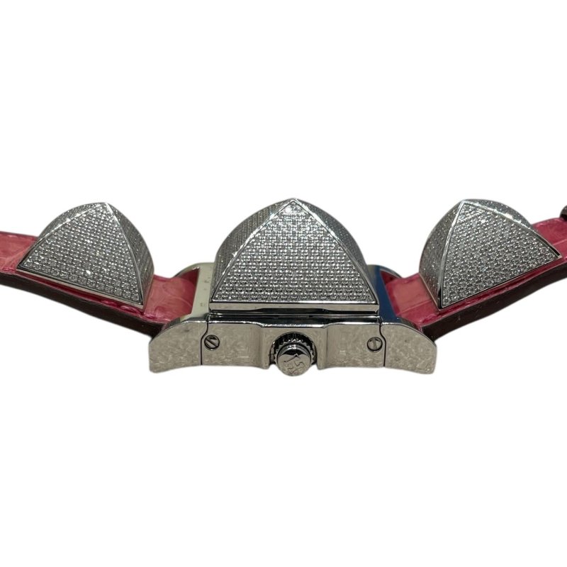 HERMES 愛馬仕 ME3.230 全鑽鉚釘腕錶 石英錶 鱷魚皮 粉色-5