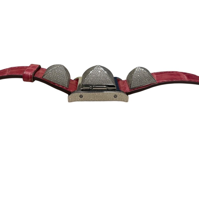 HERMES 愛馬仕 ME3.230 全鑽鉚釘腕錶 石英錶 鱷魚皮 粉色-6