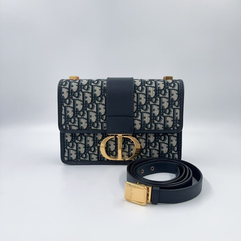 DIOR 藍色緹花30蒙田斜背包-3