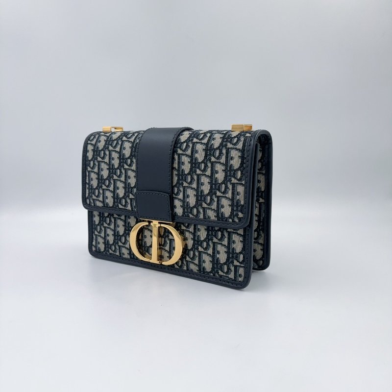 DIOR 藍色緹花30蒙田斜背包-4