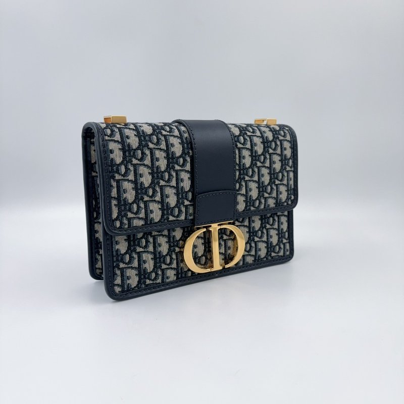 DIOR 藍色緹花30蒙田斜背包-5