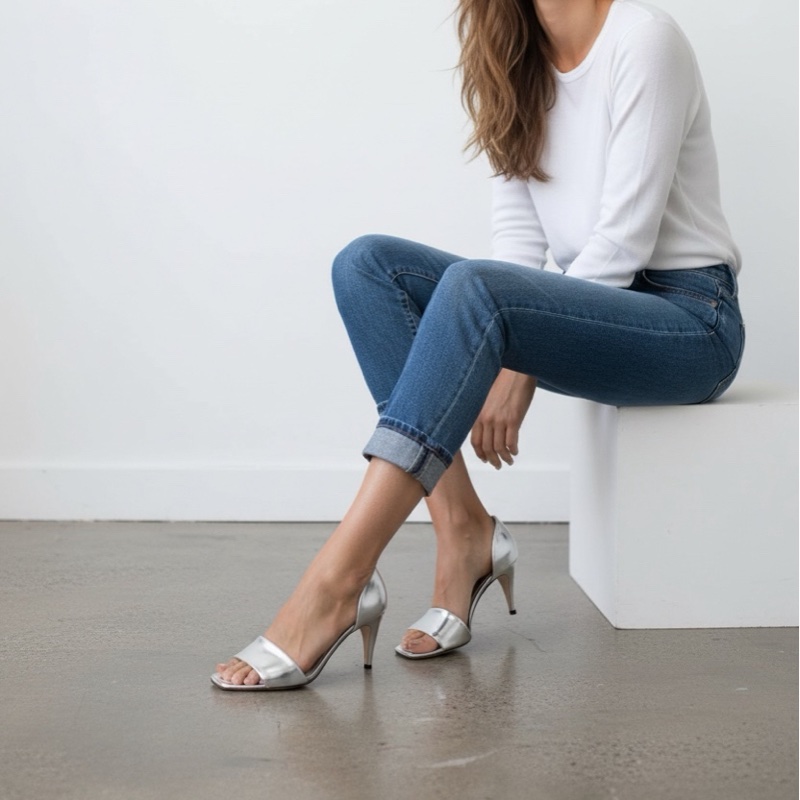 🍒 【絕版收藏・義大利製】Louis Vuitton LV 鏡面銀一字帶高跟涼鞋 size:37.5/2F260328-2-1