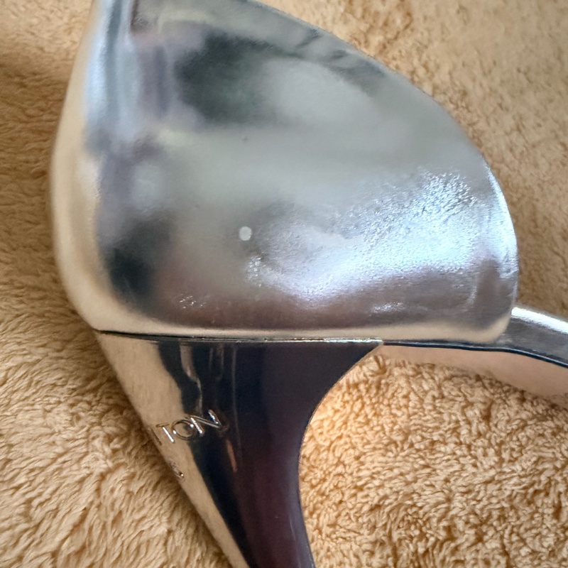 🍒 【絕版收藏・義大利製】Louis Vuitton LV 鏡面銀一字帶高跟涼鞋 size:37.5/2F260328-2-11