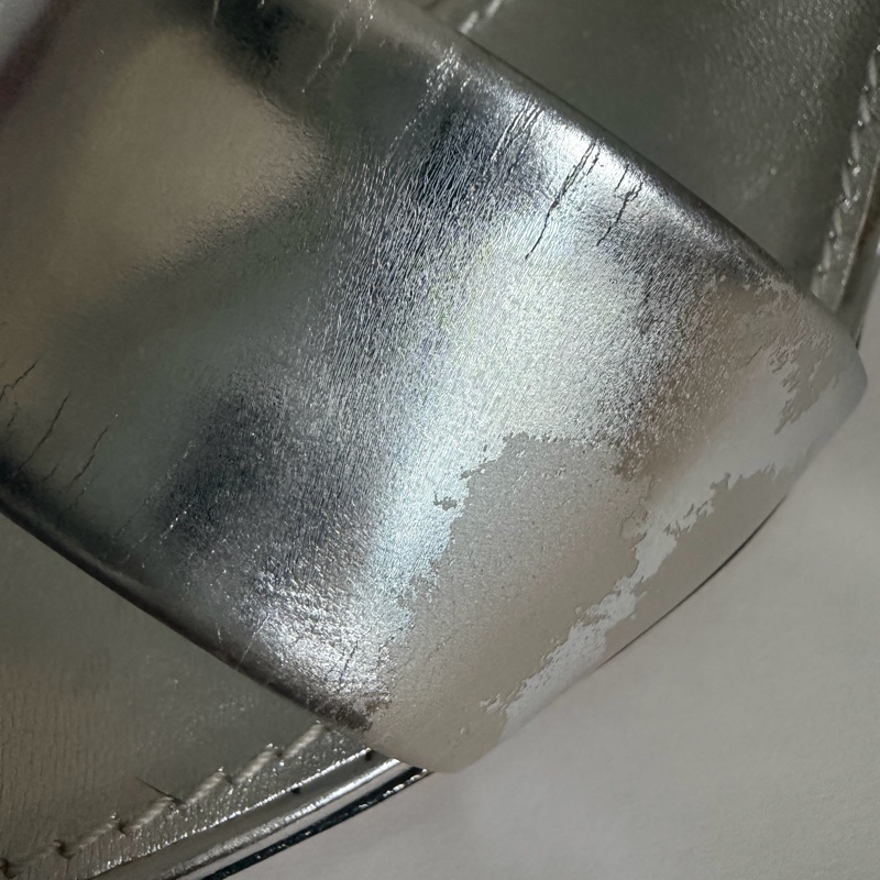 🍒 【絕版收藏・義大利製】Louis Vuitton LV 鏡面銀一字帶高跟涼鞋 size:37.5/2F260328-2-13