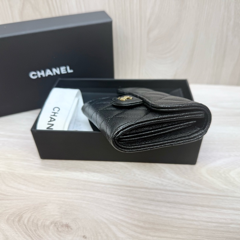 Chanel🖤黑金粒紋牛皮雙層卡包-3