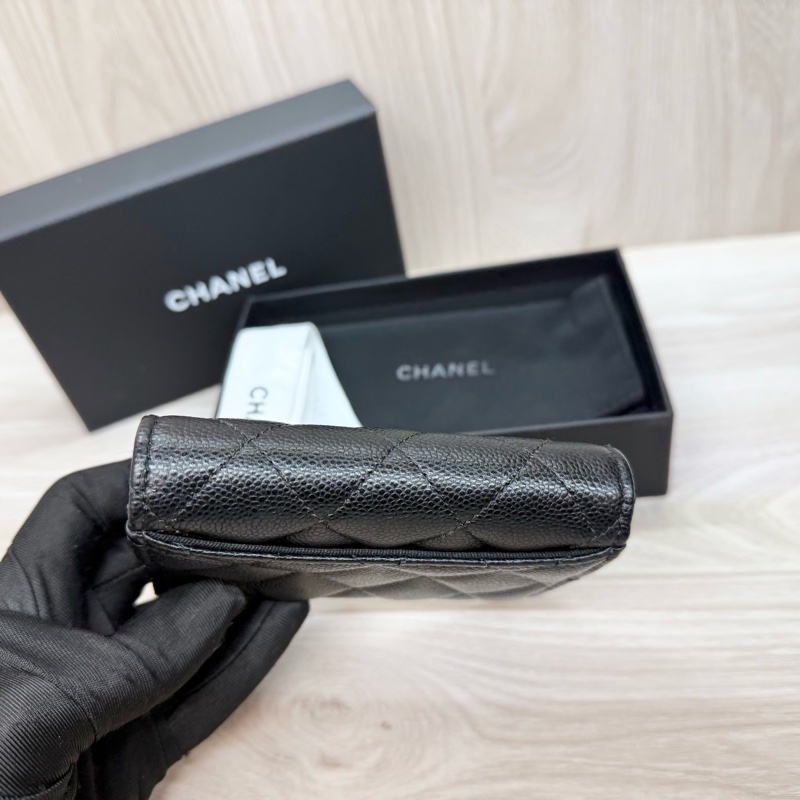 Chanel🖤黑金粒紋牛皮雙層卡包-5