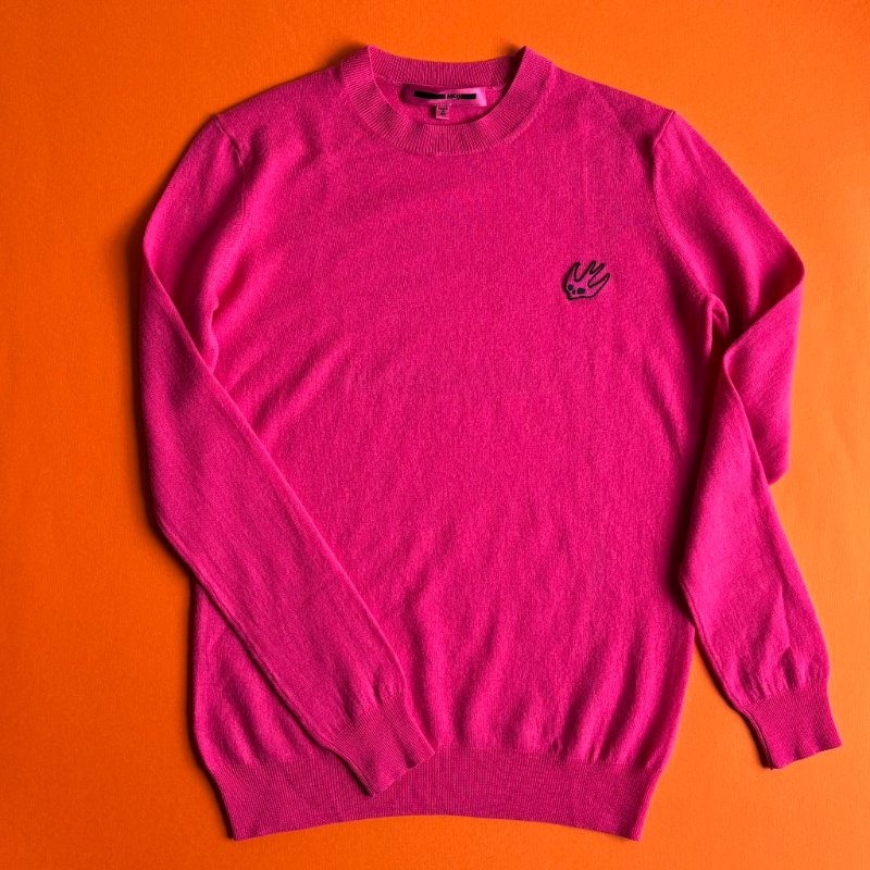 ::Alexander McQueen:: 燕子刺繡桃紅色桃醫 Pink Embroidered Logo Women Sweatshirt MCQ-1