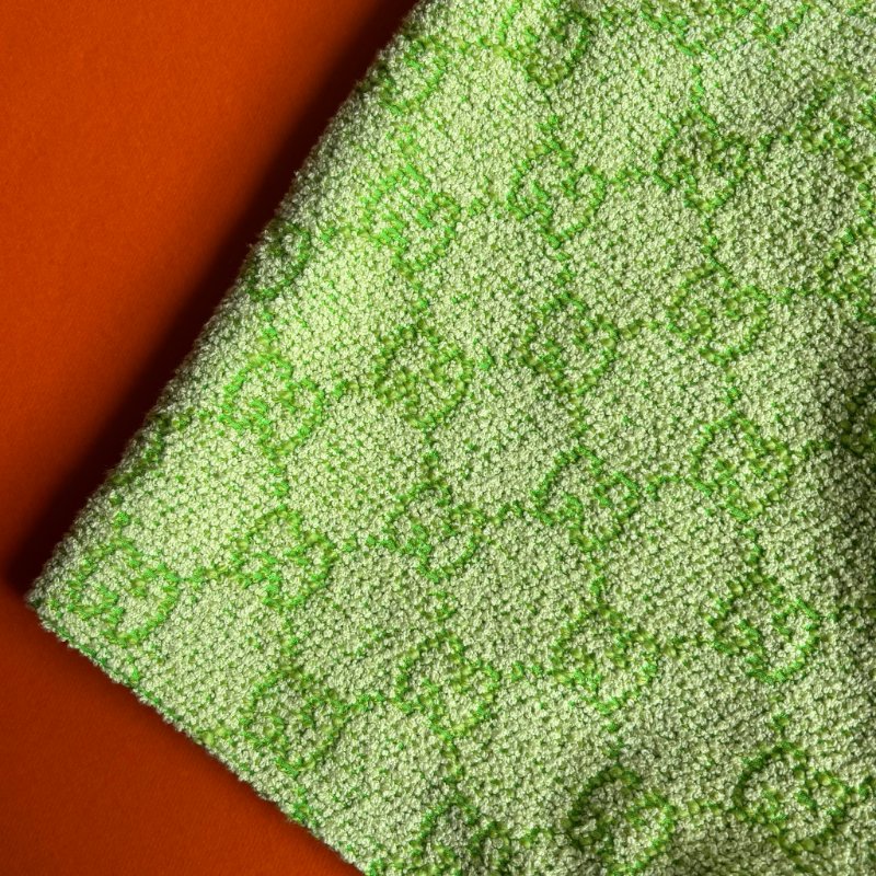 42號 ::GUCCI:: 萊姆綠滿版雙G緹花短褲-7