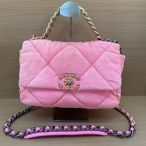 CHANEL香奈儿 19bag 小号芭比粉 牛仔丹宁