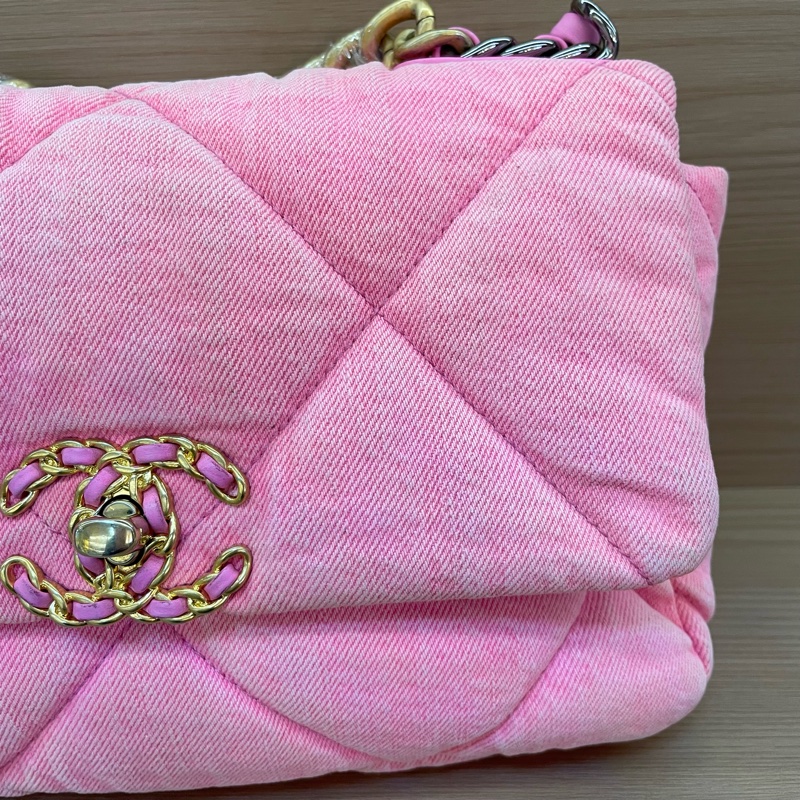 CHANEL香奈儿 19bag 小号芭比粉 牛仔丹宁-7
