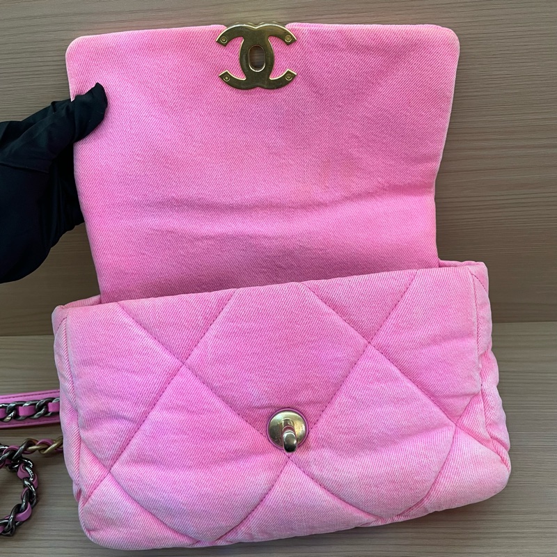 CHANEL香奈儿 19bag 小号芭比粉 牛仔丹宁-8