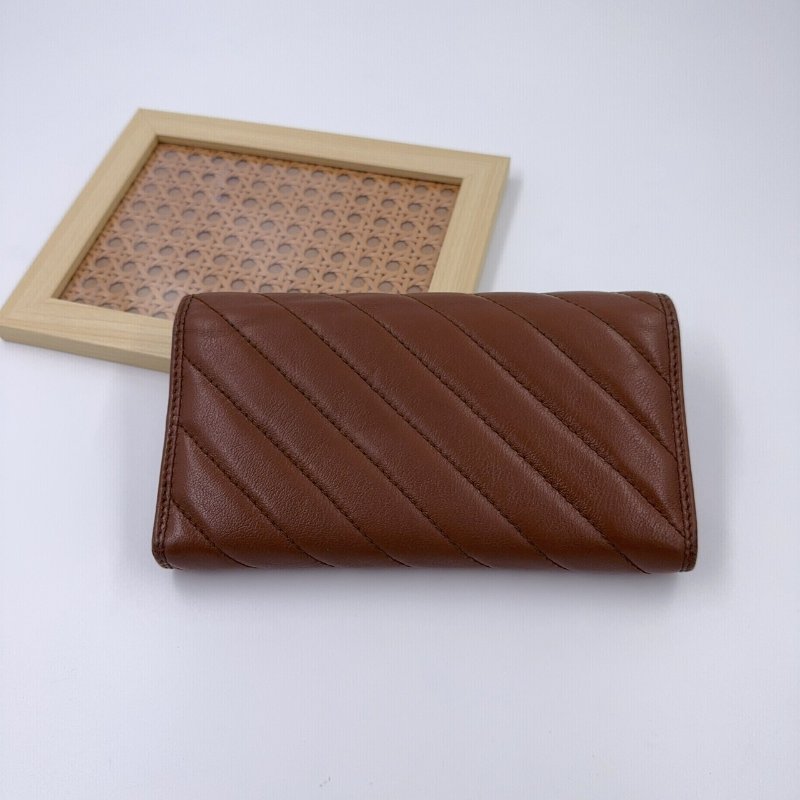 GUCCI焦糖色金釦下蓋長夾-3