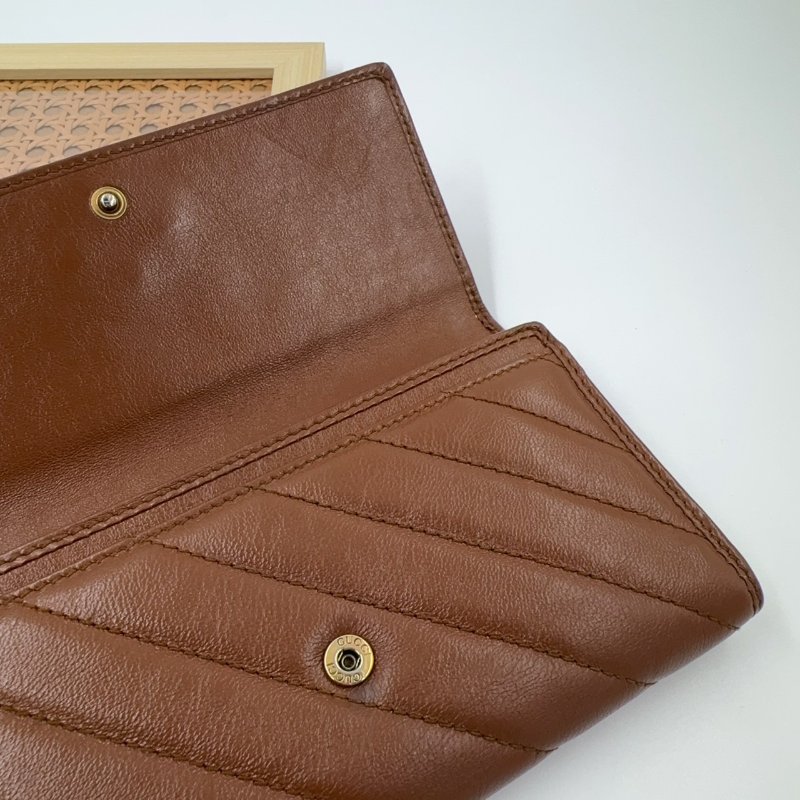 GUCCI焦糖色金釦下蓋長夾-5