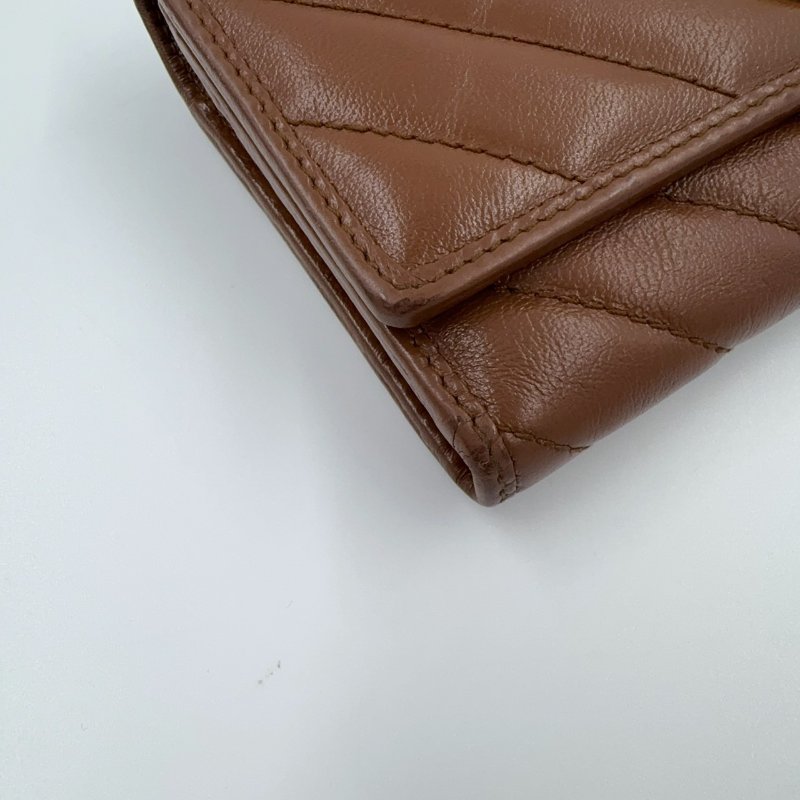 GUCCI焦糖色金釦下蓋長夾-7