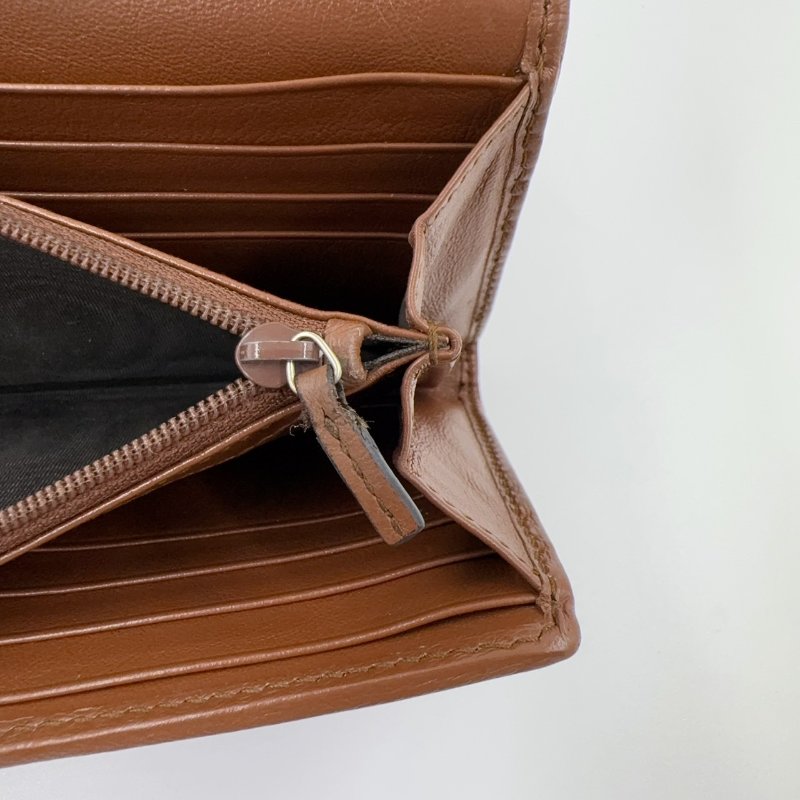 GUCCI焦糖色金釦下蓋長夾-10