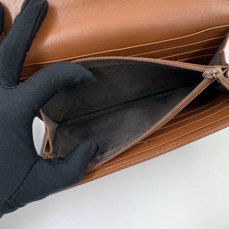 GUCCI焦糖色金釦下蓋長夾-12