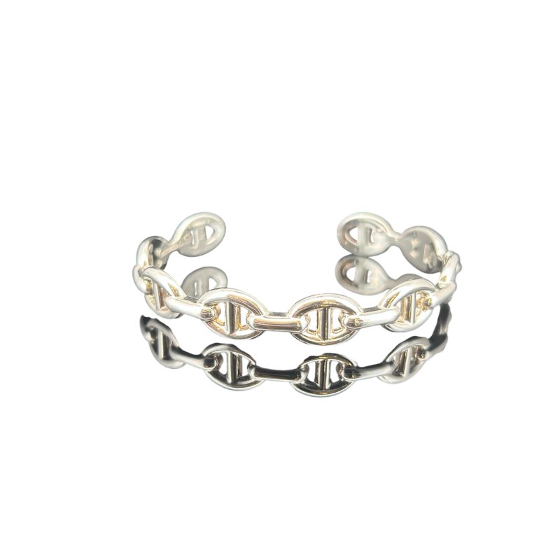 HERMES 純銀豬鼻C字手環-1