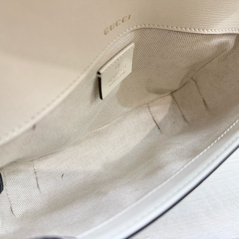 Gucci白色原花1955Horsebit雙背帶側背包658574-13