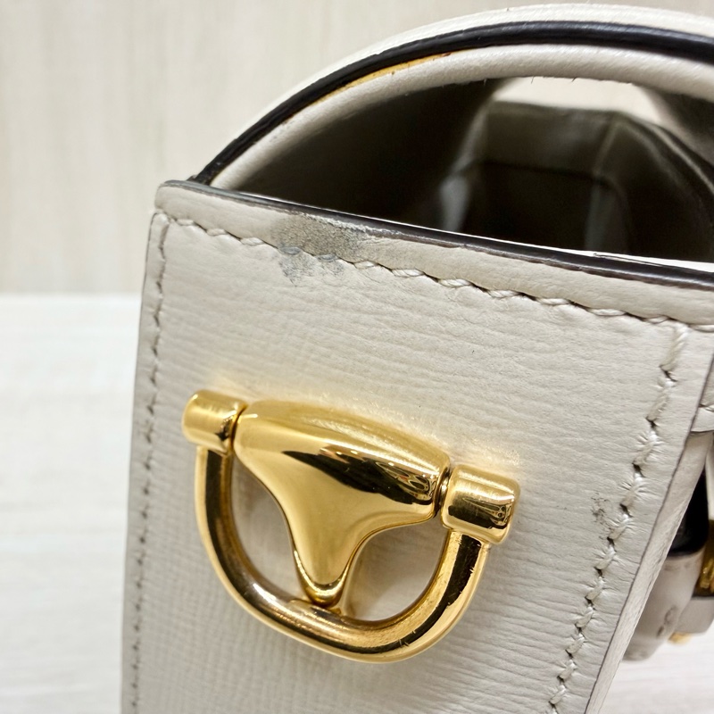 Gucci白色原花1955Horsebit雙背帶側背包658574-20