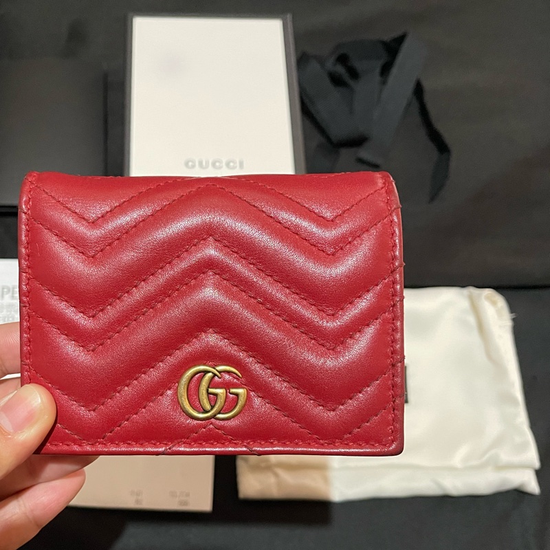 GUCCI MARMONT 紅色短夾(付台灣購證)-1