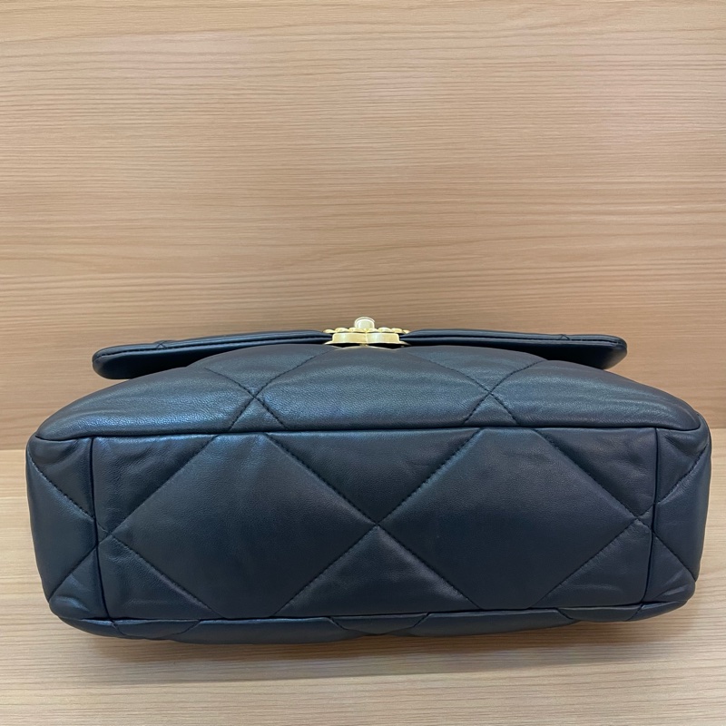 Chanel 香奈儿 19bag 羊皮小號 30開 蓝金手提斜挎链条包-4