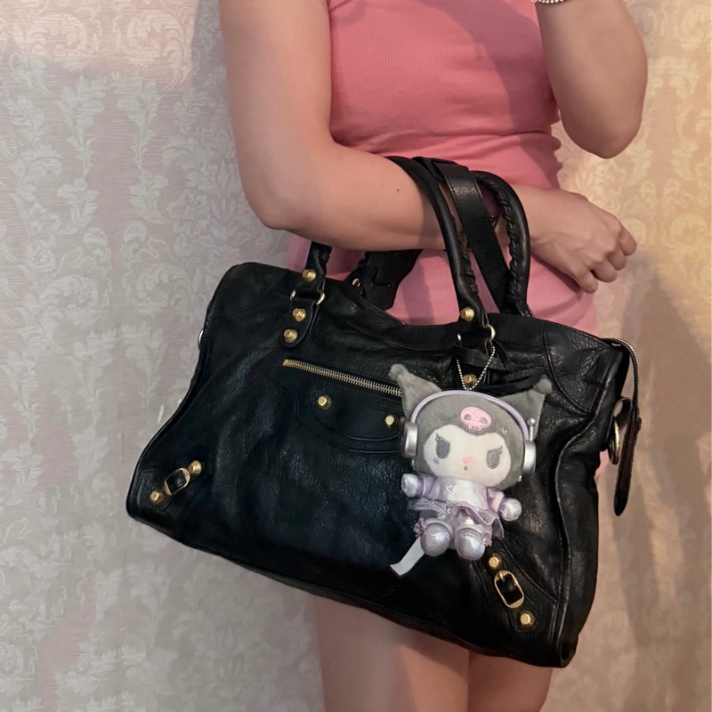 巴黎世家 機車包 黑金 black lambskin balenciaga classic city-3