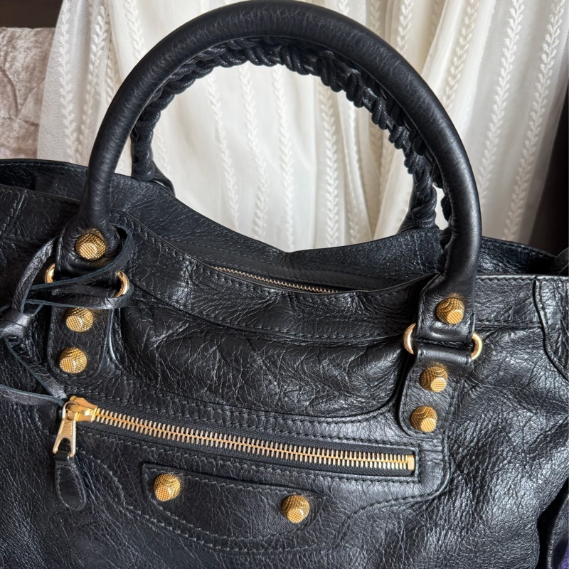 巴黎世家 機車包 黑金 black lambskin balenciaga classic city-9