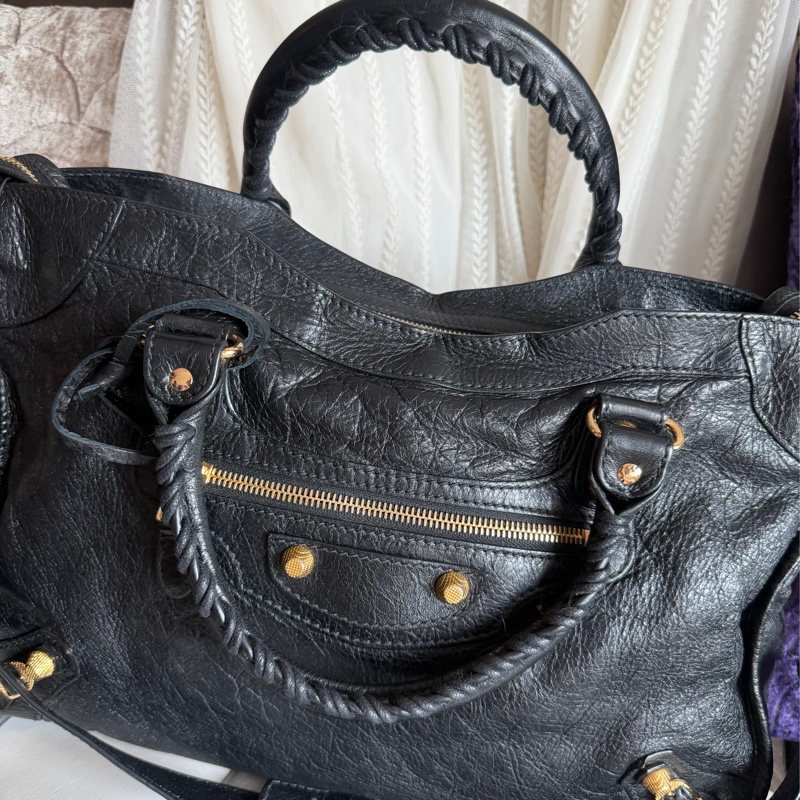 巴黎世家 機車包 黑金 black lambskin balenciaga classic city-10